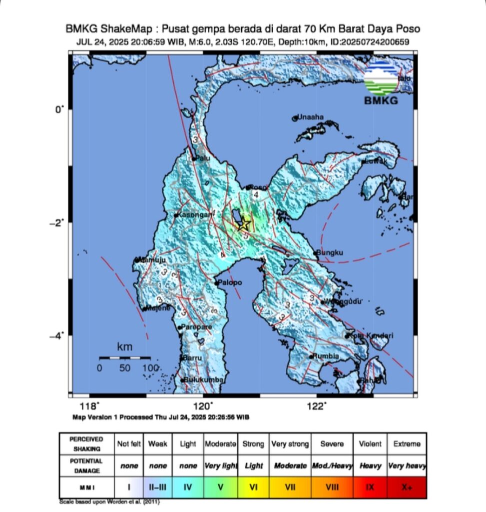 Gempa M6,0 Guncang Poso, Terasa Hingga Kota Palu dan Sekitarnya