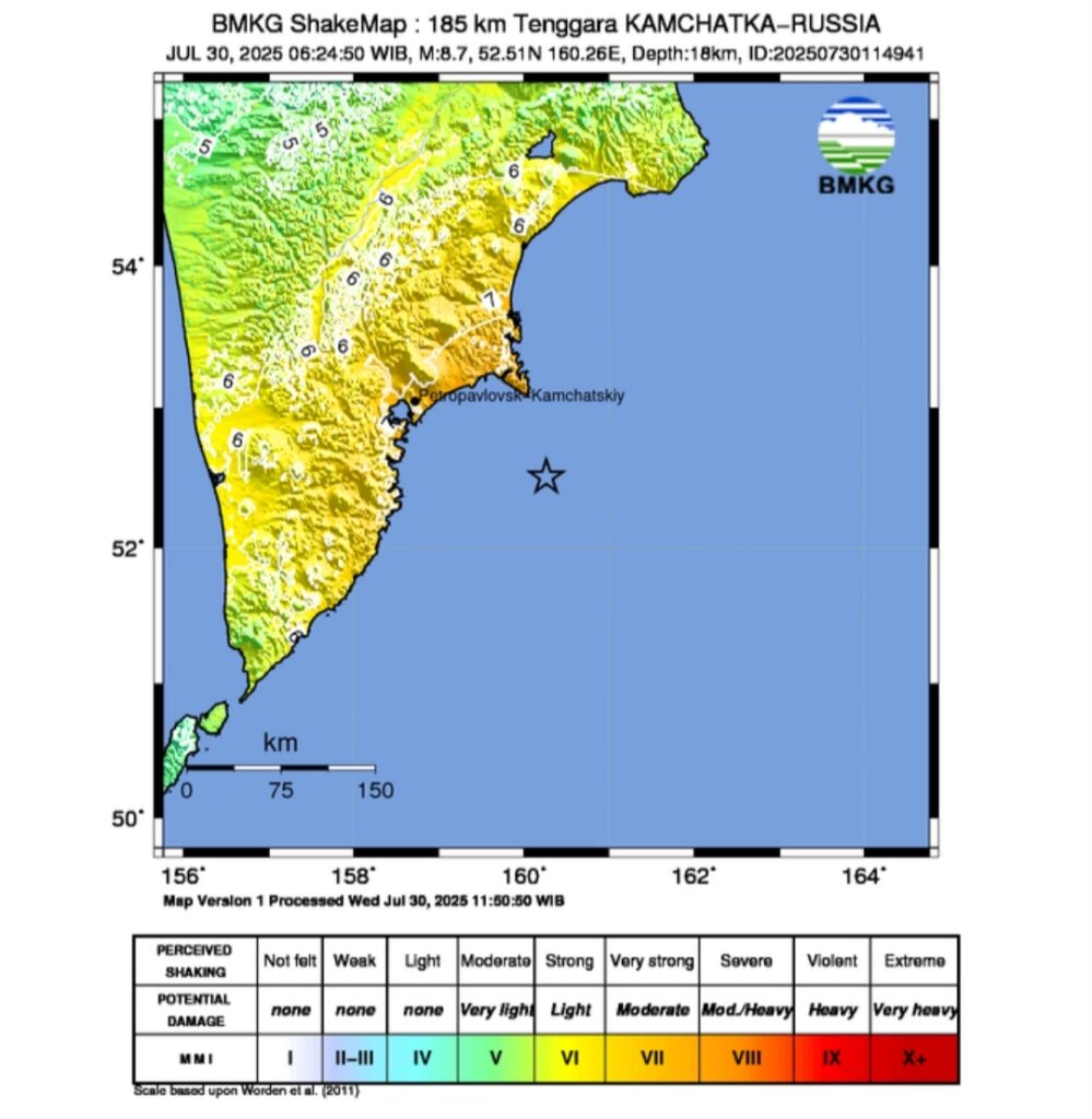 Indonesia Siaga Tsunami Usai Gempa Dahsyat M8,7 Guncang Kamchatka, Rusia