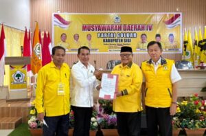Irwan Lapatta Serahkan Surat Pengunduran Diri di Musda Golkar Sigi