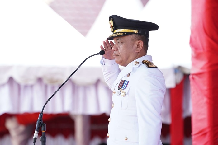 Wali Kota Palu, Hadianto Rasyid Upacara memperingati hari Ulang Tahun Republik Indonesia ke-81. Foto: Jufri