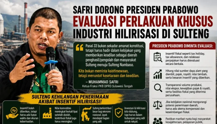Safri Minta Pemerintah Pusat Segera Salurkan Kurang Salur DBH Sulteng