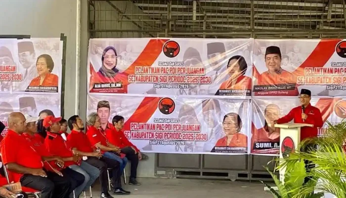 Matindas Rumambi Lantik Pengurus PAC PDIP se-Kabupaten Sigi, Tekankan Kepekaan terhadap Persoalan Rakyat